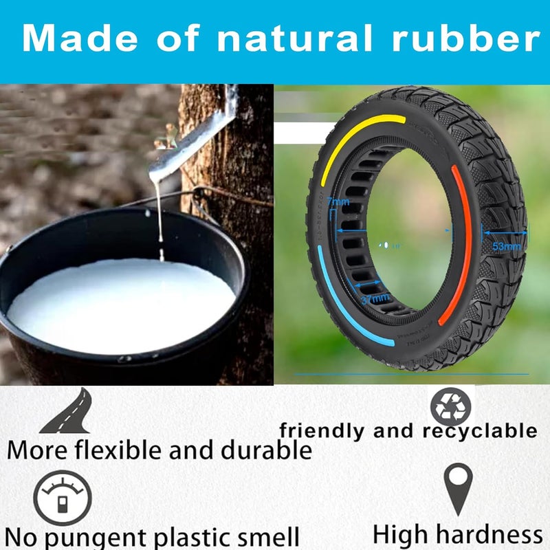 TOCBEUU 10X2.125 Inch Solid Tires for Electric Scooter, 50/75-6.1 Replacement Wheel, 10X2.125 Rubber Tyre for Gotrax G4/XR/VR& Turboant X7 MAX/Pro/M10& F25& Xiaomi M365/Pro/Pro 2/1S-3 color (1PCS) - Image 5
